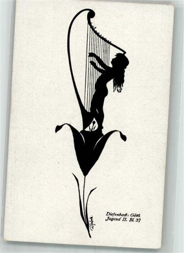 1911 Scherenschnitt Göttliche Jugend II Blatt 37 Harfe Verlag Teubner