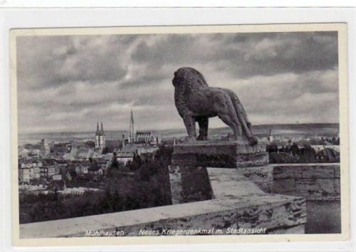Mühlhausen Mühlhausen mit neuem Kriegerdenkmal und Stadtansicht gelaufen von 1939. Gute Erhaltung.