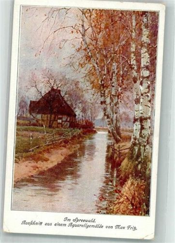 sign. Fritz, Max Bauernhaus am Kanal unter Birken im Spreewald