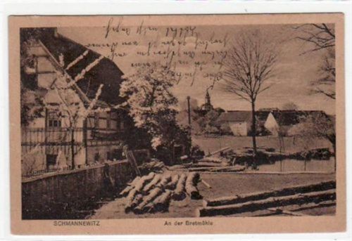 Schmannewitz Schmannewitz mit Partie an der Bretmühle gelaufen von 1927. Gute Erhaltung.