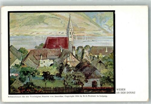 1914 sign. Weber Kleines Kirchdorf an der Donau Nr. 122