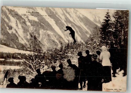 1915 Skispringen in den Alpen