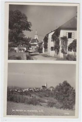 Fotokarte von St. Peter am Wimberg. Straßenpartie Kirche Totale. Ungelaufen. Gute Erhaltung. PLZ 4171.
