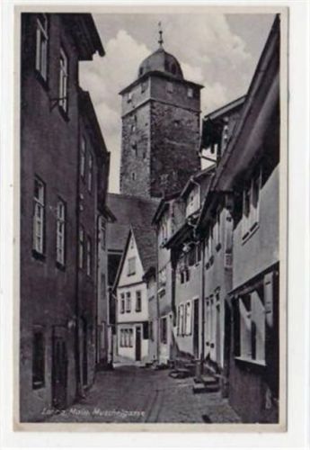 Fotokarte von Lohr a. Main. Muschelgasse Turm gelaufen 1942 Eckbug unten links, sonst gut erhalten.
