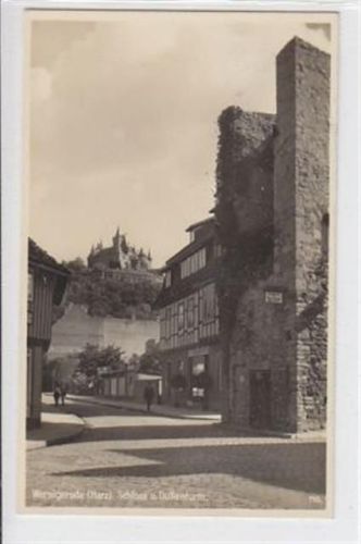 Wernigerode mit Schloss und Dullenturm gelaufen 1933. Top Erhaltung.