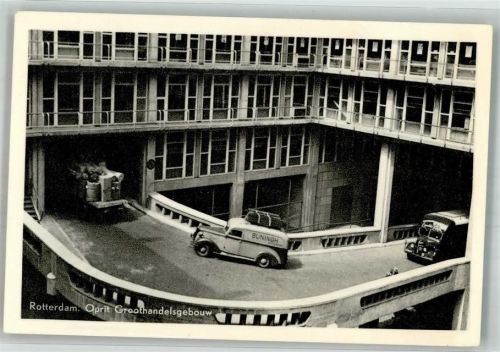 Rotterdam 1958 Auto LKW Oprit Groothandelgebouw