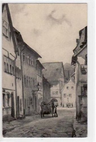 Alt - Pössneck, Künstlerkarte mit Heiligengasse. Karte beschrieben Leicht abgerundete Ecke n, sonst gut erhalten.