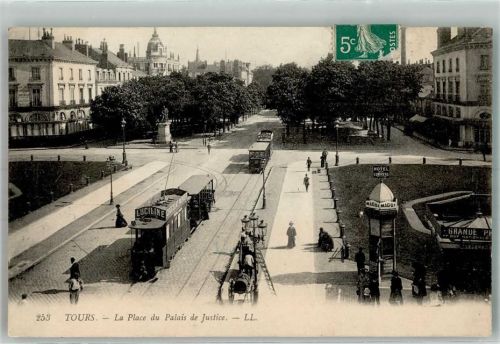 Tours 1912 Litfaßsäule Werbung Maggi Straßenbahn la Place du Palais de Justice