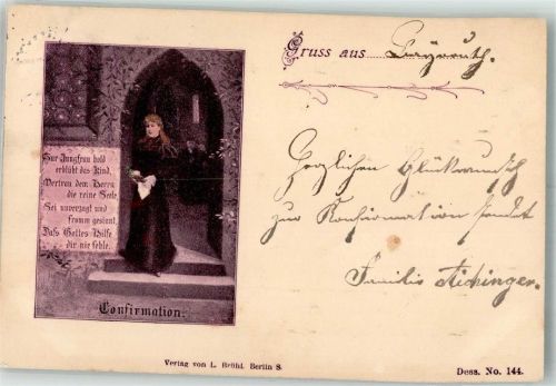 Bayreuth 1898 Konfirmation Kirche Ort lt. Stempel