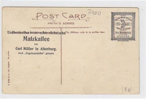 Altenburg Werbekarte Altenburg Ansicht von Westgate on Sea. Unübertroffen ist der sächsische Malzkaffee von Carl Müller in Altenburg. Auch "Engelmalzkaffee" genannt ungelaufen Vorder- und Rückseite leicht fleckig, sonst gut erhalten