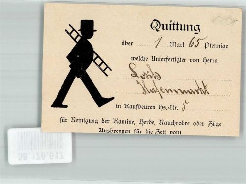 Kaufbeuren Quittung Kaminkehrmeister Barth Bertele