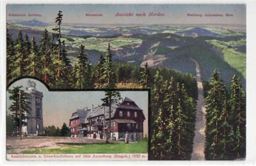 Auersberg Auersberg mit Panorama und Unterkunftshaus gelaufen von 1921. Gute Erhaltung.