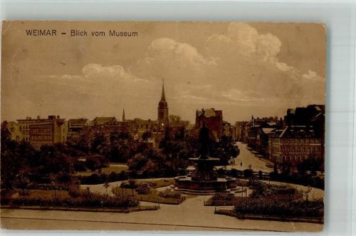 Weimar 1917 Parkanlagen und Vimaria-Brunnen vor dem Museum Feldpost WK I Philippsruhe