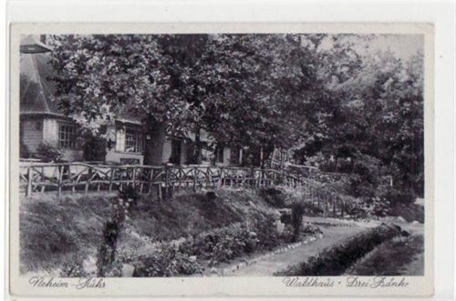 Neheim a.d. Ruhr mit Waldhaus " Drei Bänke " gelaufen von 1938. Leicht bügig, kleiner Knick unten links, sonst gut erhalten