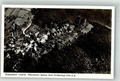 Zavelstein Fliegeraufnahme des Ortes mit Burg Zavelstein und Georgskirche
