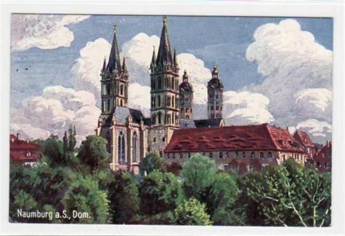 Naumburg Künstlerkarte Naumburg a.S. mit Dom gelaufen von 1910. Gute Erhaltung.