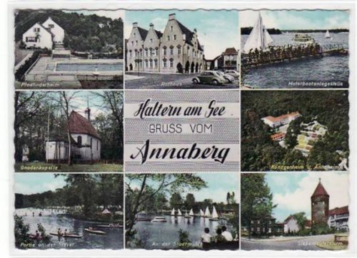 Haltern am See Annaberg mit 8 Abbildungen gelaufen, mit Marke und Stempel, Datum nicht lesbar kleiner Knick oben links und unten rechts, sonst gut erhalten