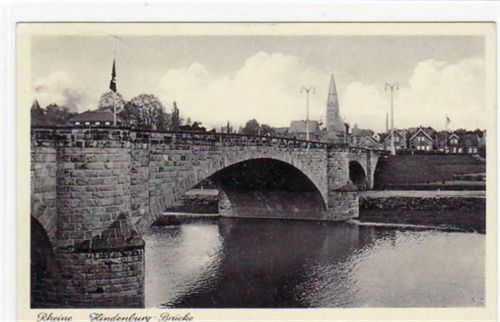 Rheine mit Hindenburg - Brücke gelaufen, mit Marke und Stempel von 1940. Leichter Stempeldurchdruck, sonst gut erhalten