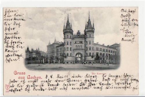 Aachen Aachen mit Kaserne gelaufen von 1899. Leichte Stempelspuren, sonst gut erhalten