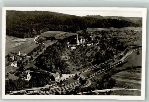 Lorch 1937 Fliegeraufnahme vom Kloster Lorch mit Bahnhof