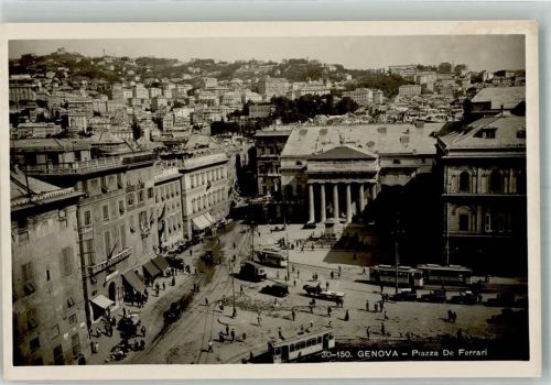 Genova Piazza de Ferrari Geschäft Straßenbahn