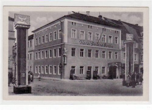Bischofswerda Bischofswerda mit Hotel Goldne Sonne ungelaufen Kleine Abschürfung Vorderseite oben in der Mitte, sonst gut erhalten.
