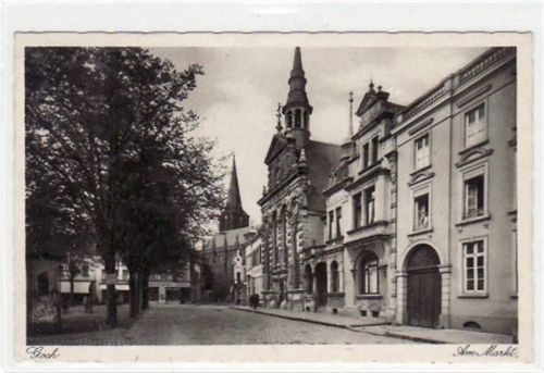 Goch mit Partie am Markt gelaufen, mit Marke und Stempel von 1939. Gute Erhaltung.