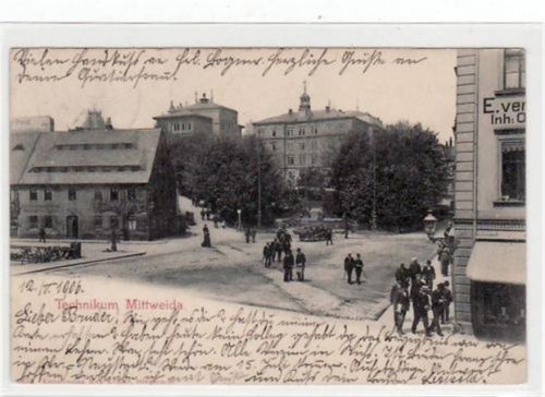 Mittweida Mittweida mit Technikum gelaufen von 1906. Gute Erhaltung.