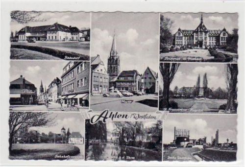 Ahlen, 8 Abbildungen mit Bahnhof und Zeche Westfalen ungelaufen Gute Erhaltung.