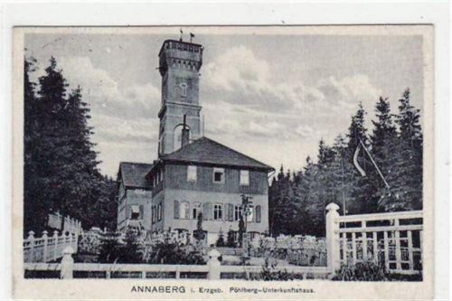 Pöhlberg Pöhlberg bei Annaberg mit Unterkunftshaus gelaufen von 1916. Gute Erhaltung.