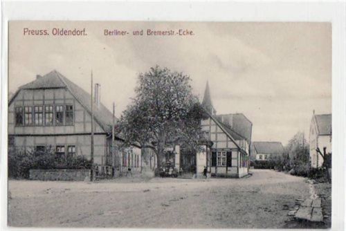 Preuss. Oldendorf mit Berliner- u. Bremerstraße - Ecke ungelaufen Top Erhaltung.