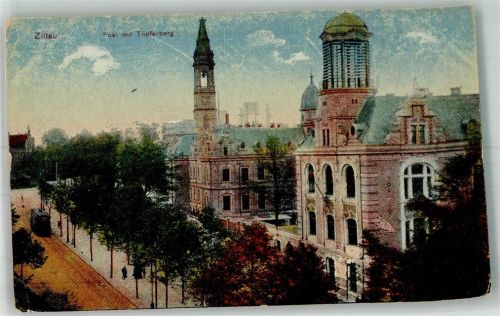 Zittau 1918 Post Töpferberg Straßenbahn Turm