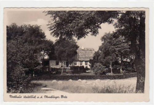 Forsthaus Waldlust a.d. Flensburger Förde gelaufen, 1937. Gute Erhaltung.