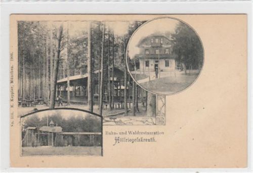 Bahn- und Waldrestaurant Höllriegelskreuth. ungelaufen um 1900 Leichter Bug unten rechts, leicht fleckig, sonst gut erhalten