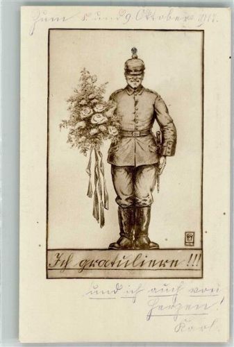 1917 Soldat Blumen Feldpost Württ. Ldw. Feldart.-Regt. Nr. 2 8. Batterie