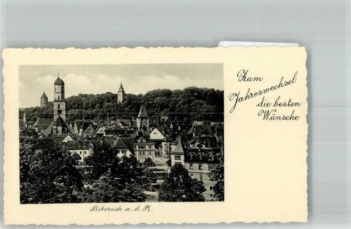 Biberach Panorama der Stadt mit Kirche St. Martin Gigelturm und Weisser Turm Neujahr