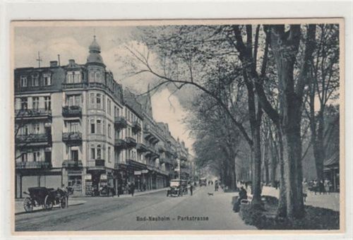 Bad Nauheim Bad Nauheim. Parkstraße Pferdekutsche gelaufen, 1927. Gute Erhaltung.