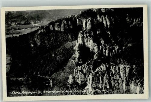 Bastei 1943 Fliegeraufnahme des Felsens mit dem Amselsee
