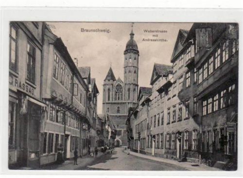 Braunschweig. Weberstraße mit Andreaskirche. Feldpost, Stempel von 1915. Gute Erhaltung.