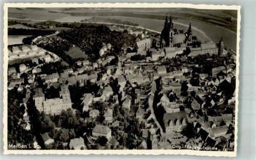 Meißen 1938 Fliegeraufnahme des Ortes mit Albrechtsburg und Dom zu Meißen