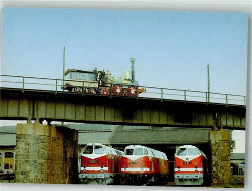 Chemnitz DB-Fahrzeugwerk Lokomotiveninstandhaltungswerkstatt mit der Dampflok Saxonia und den Loks 119003 118735 119150 Fotograf Bucher