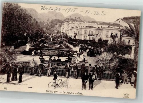 Menton 1918 Fahrrad Le jardin public