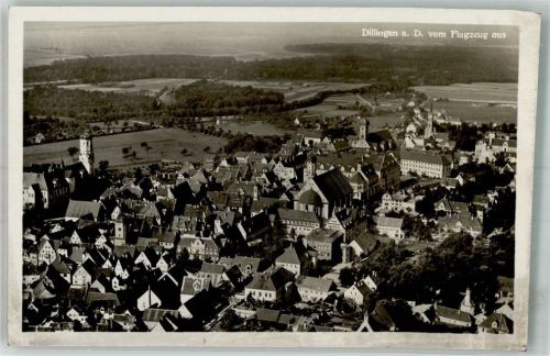 Dillingen Fliegeraufnahme des Ortes mit Basilika St. Peter und Jesuitenkirche
