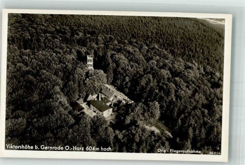 Gernrode 1938 Fliegeraufnahme der Viktorshöhe mit Jagdhaus und Aussichtsturm