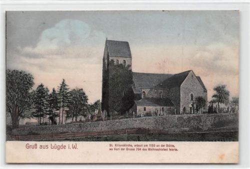 Lügde in Westfalen. St. Kilianskirche gelaufen. Ecken mit Albumabdrücken, leicht stockfleckig, sonst gut erhalten
