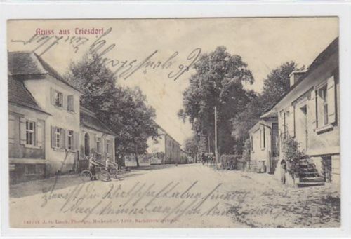 Triesdorf mit Straßenpartie gelaufen, mit Marke und Stempel von 1909 kleiner Knick unten rechts, leicht stockfleckig, sonst gut erhalten