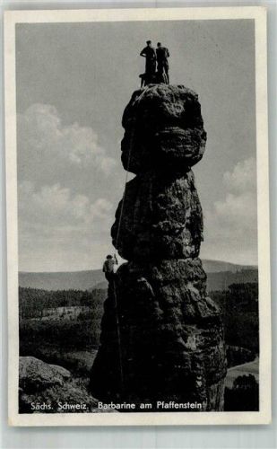 Königstein Bergsteiger auf der Barbarine am Pfaffenstein