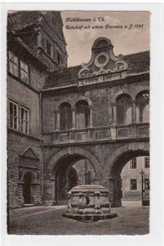 Mühlhausen Mühlhausen mit Ratshof und altem Brunnen ungelaufen Gute Erhaltung.
