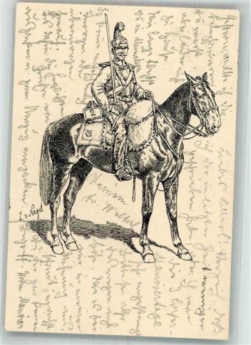 1901 sign. Von Nagel Ein Dragoner zu Pferde Adelskorrespondenz