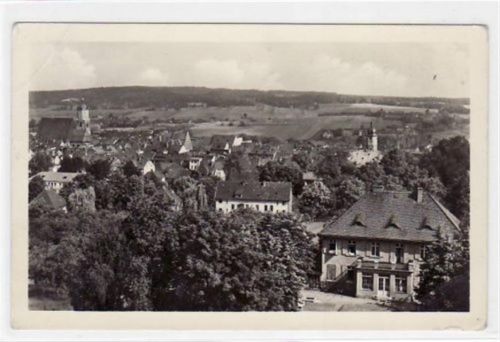 Neustadt - Orla mit Teilansicht gelaufen von 1955, rückseitiger Stempel: Kospoda über Neustadt - Orla kleiner Knick oben links und unten rechts, sonst gut erhalten.